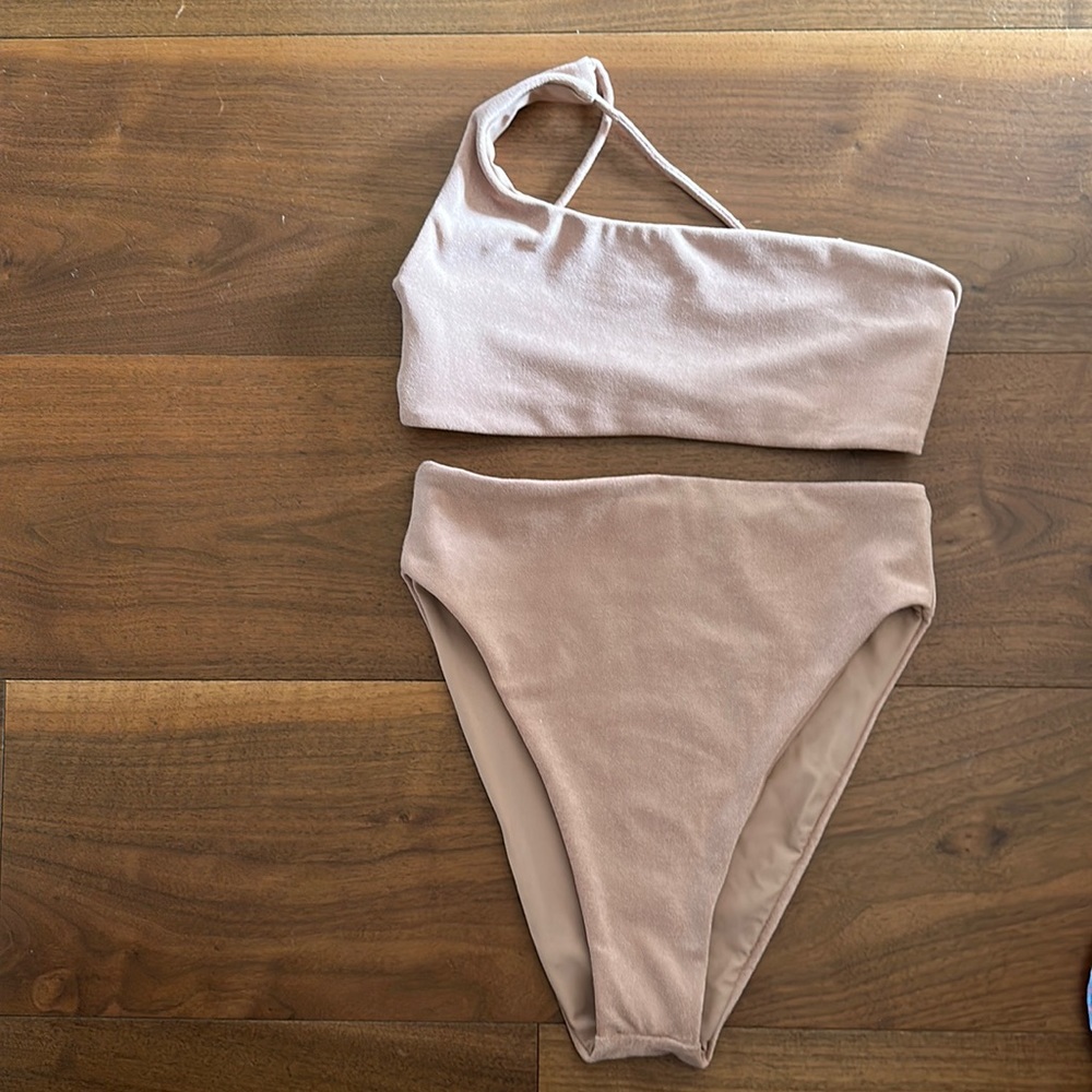 Jade Swim Terry Bikini / Apex One Shoulder & High Rise Cheeky Bottom / small